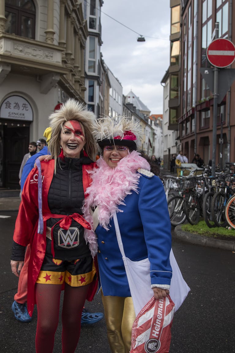 Festive costumes in Cologne during the vibrant Karneval celebration.